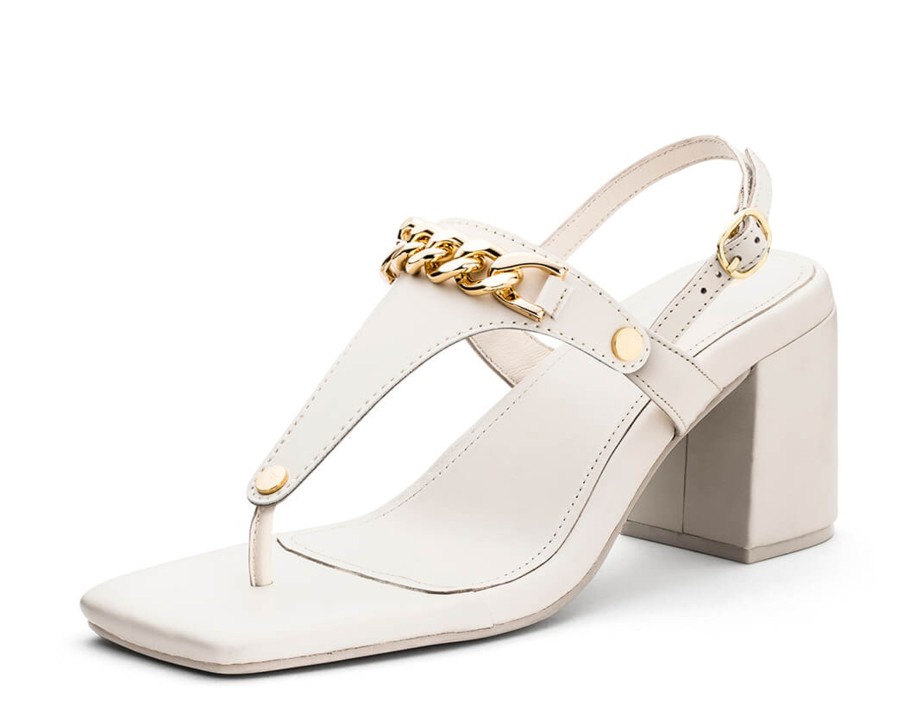 Sandalen Hey Marly | Gold Chain - Block Heel Mid Crema Ts Crema - Gold Chain - Ts