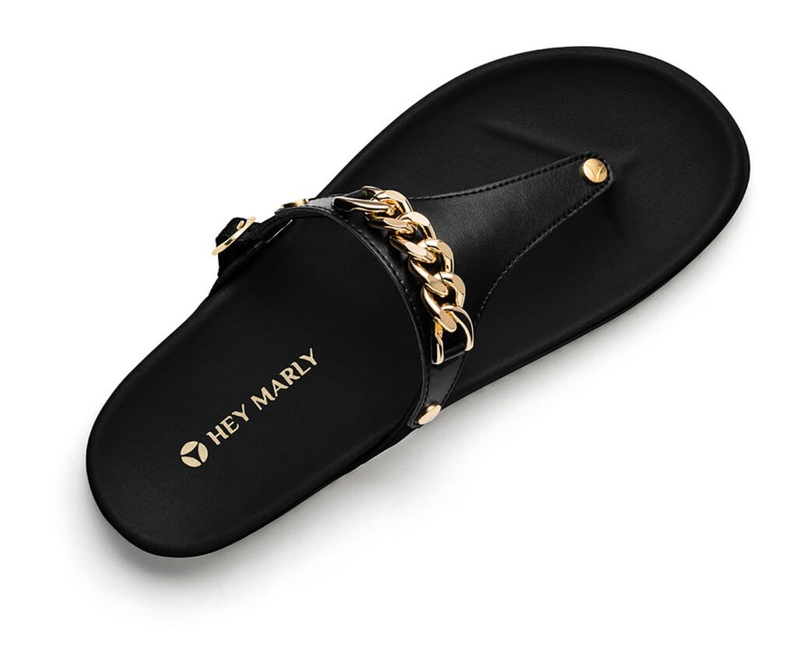 Sandalen Hey Marly | Gold Chain - Casual Clean Black Ts Black - Gold Chain - Ts