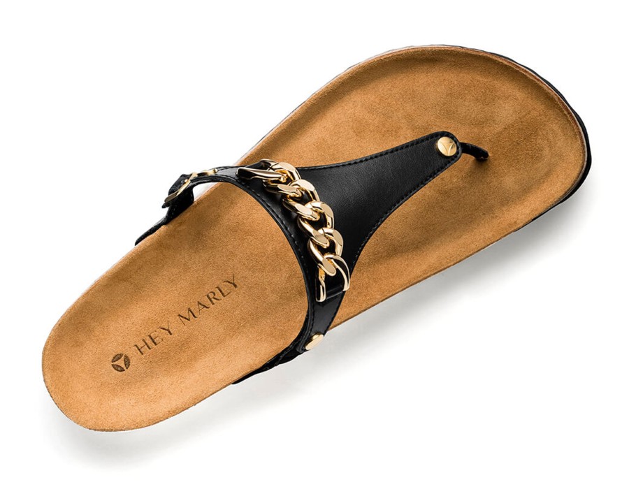 Sandalen Hey Marly | Gold Chain - Casual Cork Black Ts Black - Gold Chain - Ts