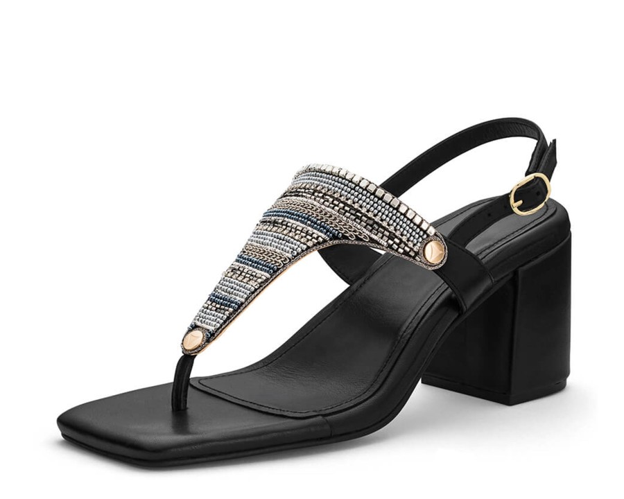 Sandalen Hey Marly | Ethno Beads - Block Heel Mid Black Ts Antracite - Ethno Beads - Ts