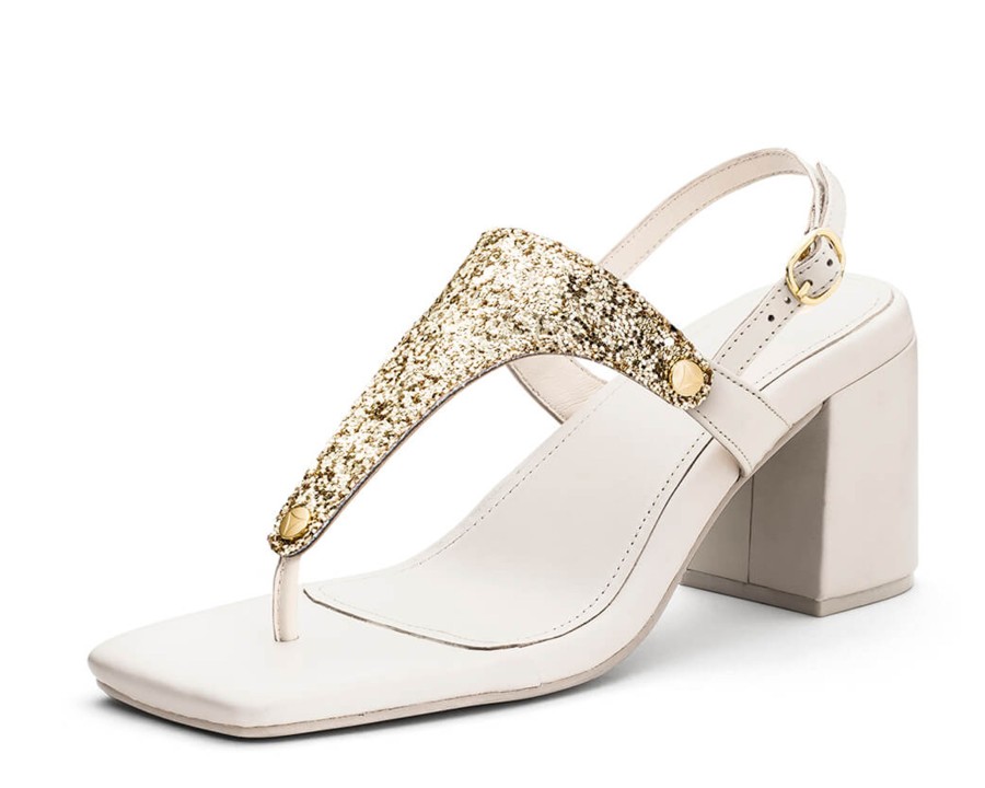 Sandalen Hey Marly | Cosmic Glitter - Block Heel Mid Crema Ts