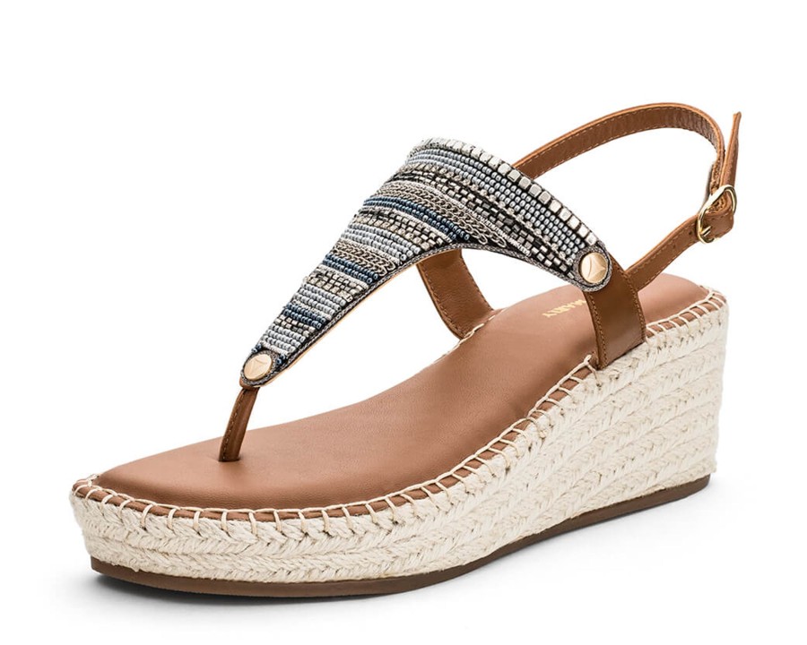 Sandalen Hey Marly | Ethno Beads - Wedge Bast Mid Cognac Ts