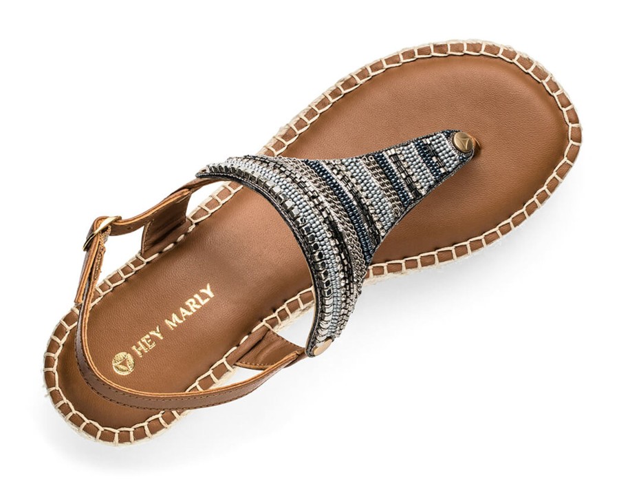 Sandalen Hey Marly | Ethno Beads - Wedge Bast Mid Cognac Ts