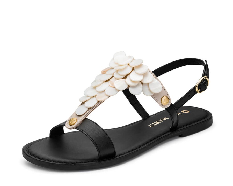 Sandalen Hey Marly | Shiny Pearl - Classic Riemen Black Ts