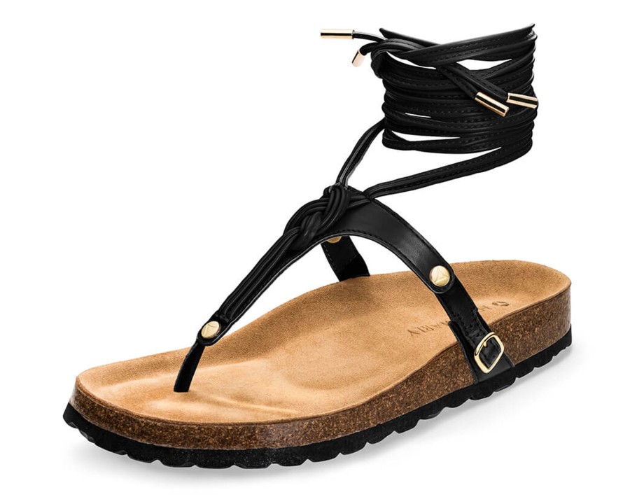 Sandalen Hey Marly | Tie Up Rope - Casual Cork Black Ts