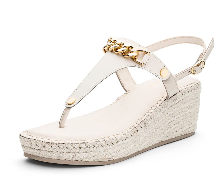 Sandalen Hey Marly | Gold Chain - Wedge Bast Mid Crema Ts Crema - Gold Chain - Ts