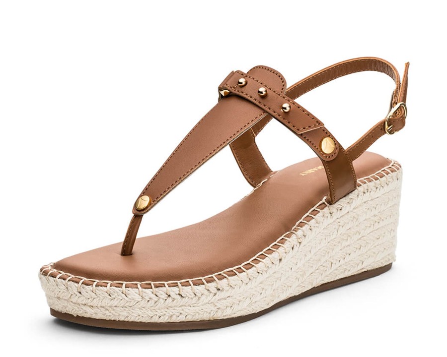 Sandalen Hey Marly | Pin Stud - Wedge Bast Mid Cognac Ts Cognac - Pin Stud - Ts