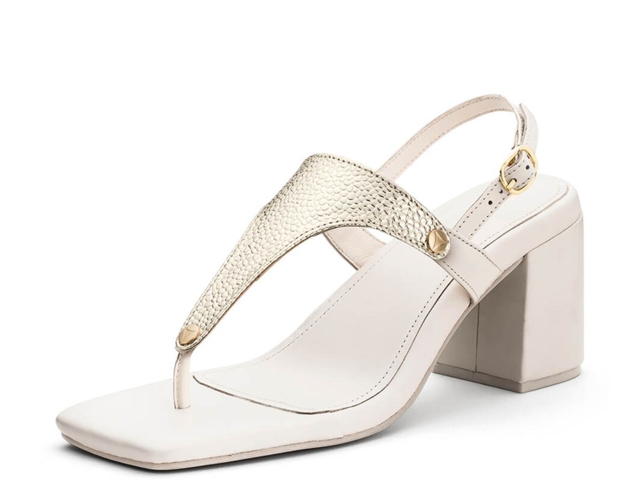 Sandalen Hey Marly | Mars Metallic - Block Heel Mid Crema Ts