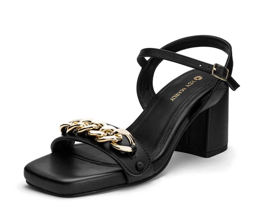 Sandalen Hey Marly | Gold Chain - Block Heel Mid Black Ps1 Black - Gold Chain - Ps1