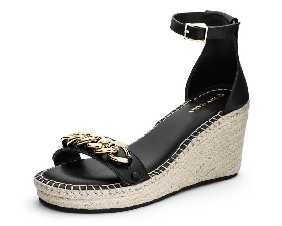 Sandalen Hey Marly | Gold Chain - Wedge Bast High Black Ps1 Black - Gold Chain - Ps1