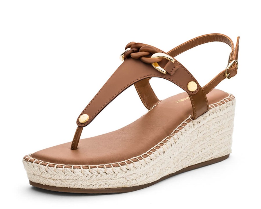 Sandalen Hey Marly | Precious Chain - Wedge Bast Mid Cognac Ts