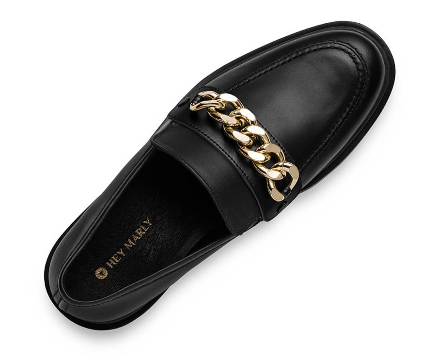 Schuhe Hey Marly | Gold Chain - Classic Loafer Black Ps1 Black - Gold Chain - Ps1