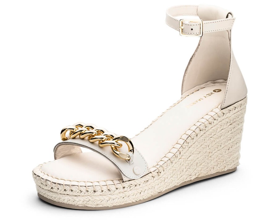 Sandalen Hey Marly | Gold Chain - Wedge Bast High Crema Ps1 Crema - Gold Chain - Ps1