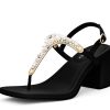 Sandalen Hey Marly | Precious Pearl - Block Heel Mid Black Ts White - Precious Pearl - Ts