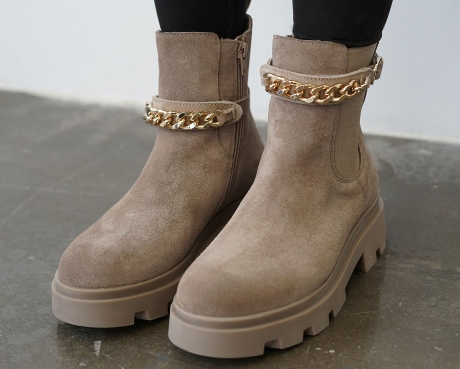 Schuhe Hey Marly | Gold Chain Loop - Classy Aesthetic Low - Suede Gold Chain Loop - Mocha