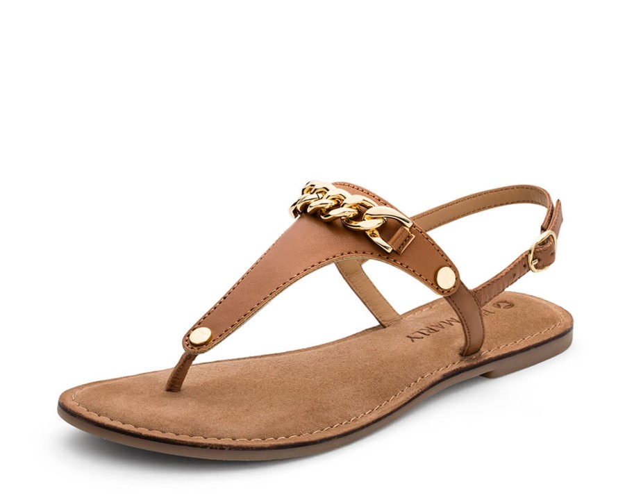 Sandalen Hey Marly | Gold Chain - Comfort Cognac Ts Cognac - Gold Chain - Ts