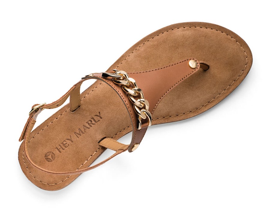 Sandalen Hey Marly | Gold Chain - Comfort Cognac Ts Cognac - Gold Chain - Ts