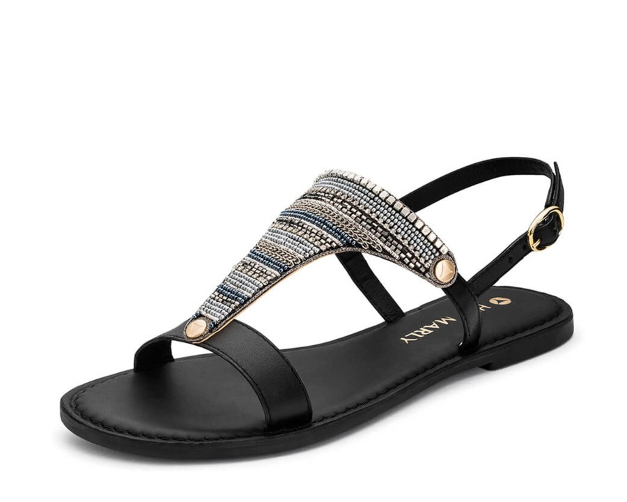 Sandalen Hey Marly | Ethno Beads - Classic Riemen Black Ts