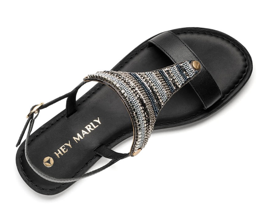 Sandalen Hey Marly | Ethno Beads - Classic Riemen Black Ts