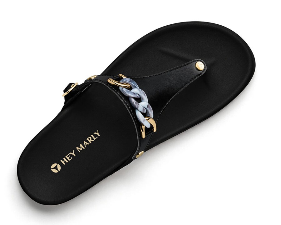 Sandalen Hey Marly | Precious Chain - Casual Clean Black Ts