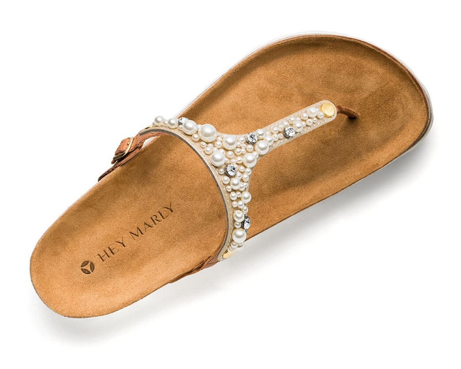 Sandalen Hey Marly | Precious Pearl - Casual Cork Cognac Ts White - Precious Pearl - Ts