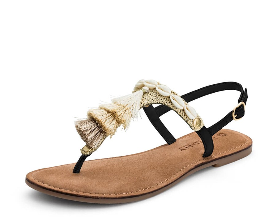 Sandalen Hey Marly | Tulum Tassle - Comfort Black Ts