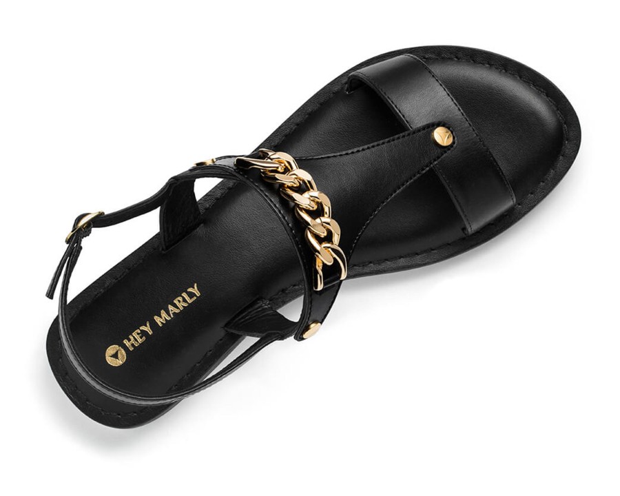 Sandalen Hey Marly | Gold Chain - Classic Riemen Black Ts Black - Gold Chain - Ts