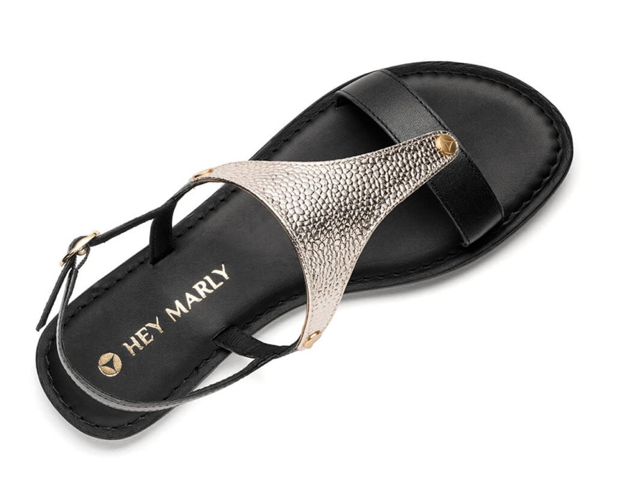 Sandalen Hey Marly | Mars Metallic - Classic Riemen Black Ts