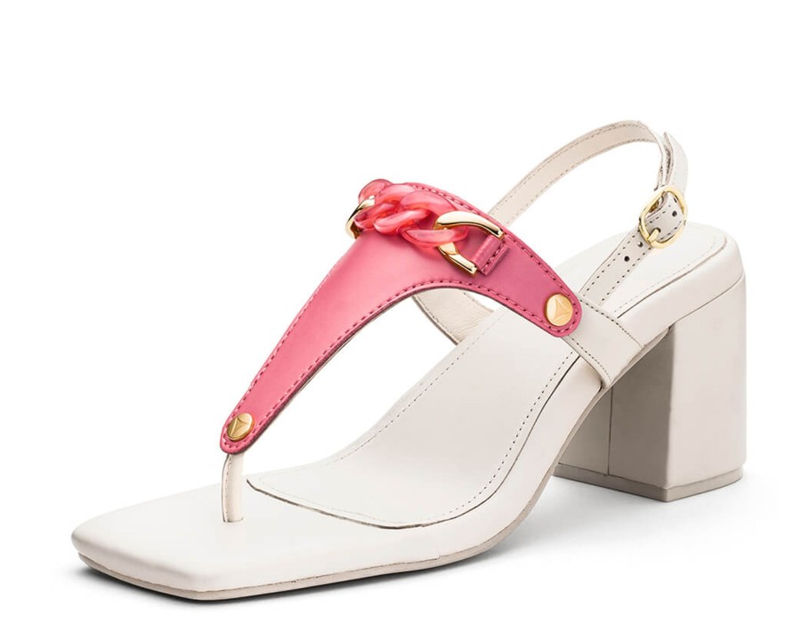 Sandalen Hey Marly | Precious Chain - Block Heel Mid Crema Ts