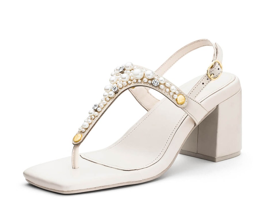 Sandalen Hey Marly | Precious Pearl - Block Heel Mid Crema Ts White - Precious Pearl - Ts