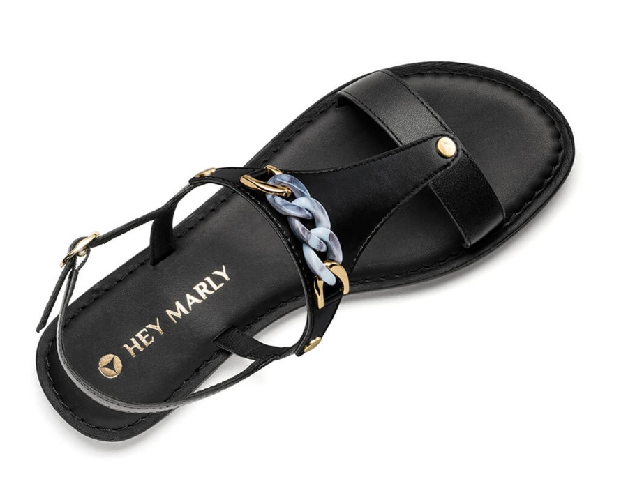 Sandalen Hey Marly | Precious Chain - Classic Riemen Black Ts