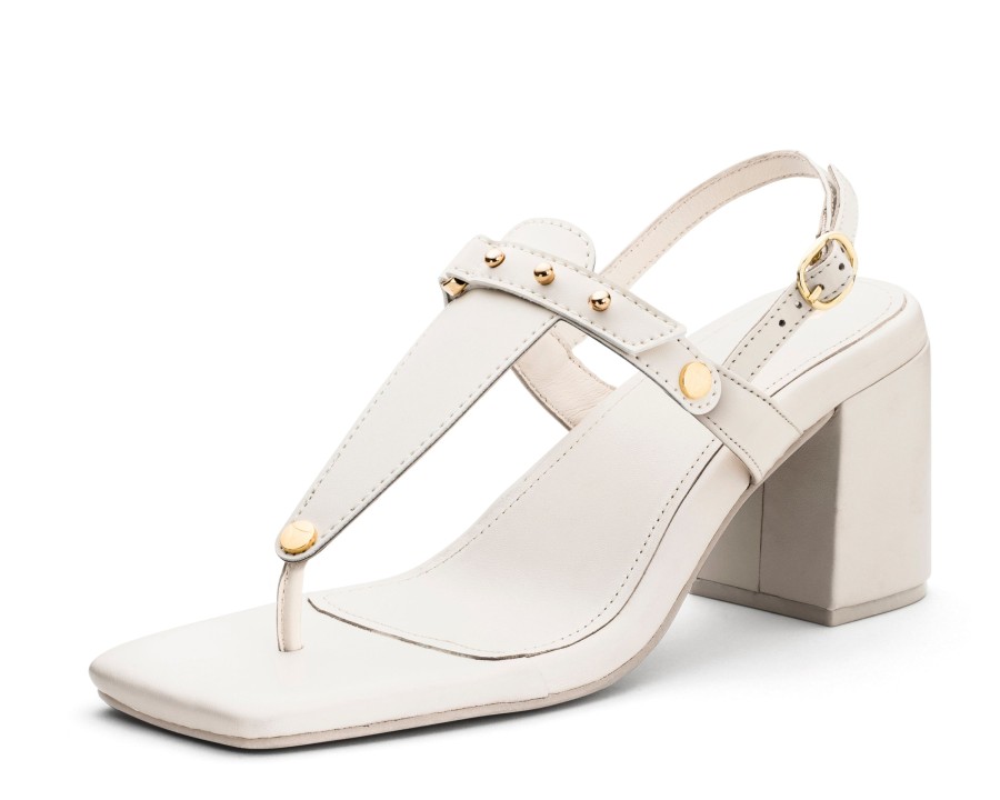 Sandalen Hey Marly | Pin Stud - Block Heel Mid Crema Ts Crema - Pin Stud - Ts