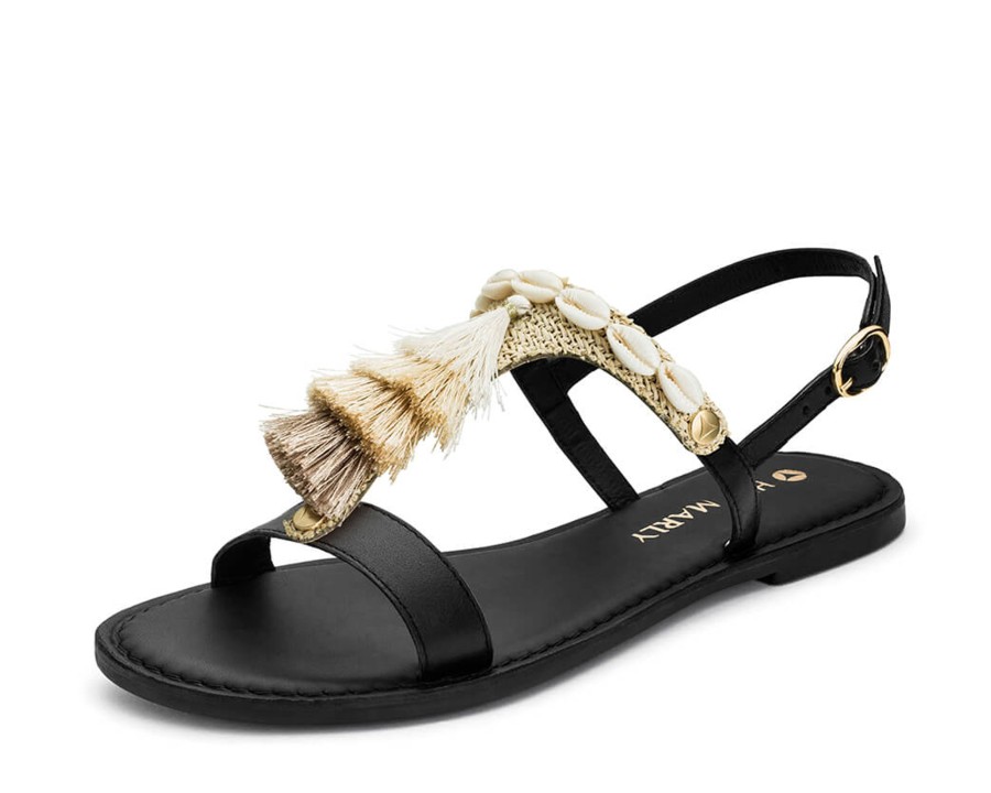 Sandalen Hey Marly | Tulum Tassle - Classic Riemen Black Ts