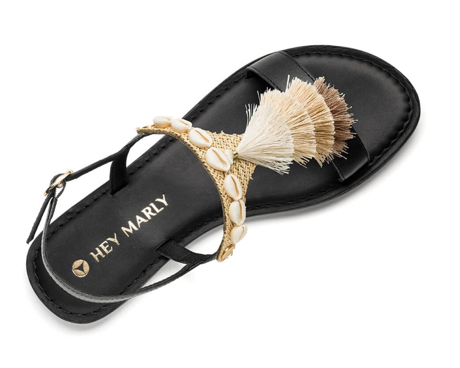 Sandalen Hey Marly | Tulum Tassle - Classic Riemen Black Ts