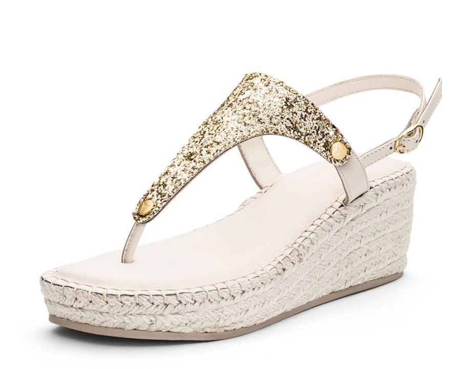 Sandalen Hey Marly | Cosmic Glitter - Wedge Bast Mid Crema Ts