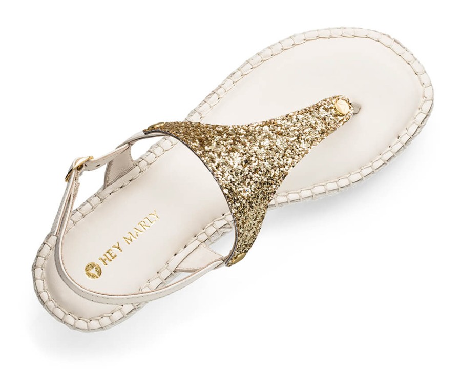 Sandalen Hey Marly | Cosmic Glitter - Wedge Bast Mid Crema Ts